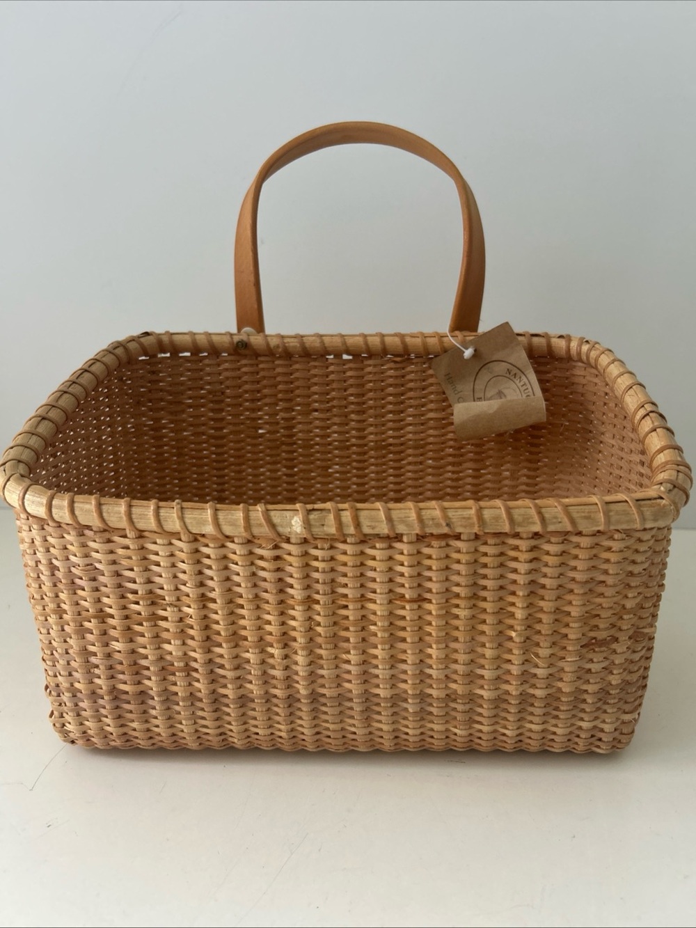 Nuntucket Wall Pocket Woven Basket with Single Handle Natural Tan NWT